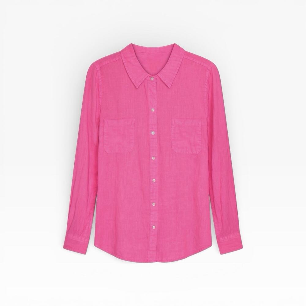 Lilly Pulitzer Sea View Button Down Top In Passion Fruit Pink - Medium
